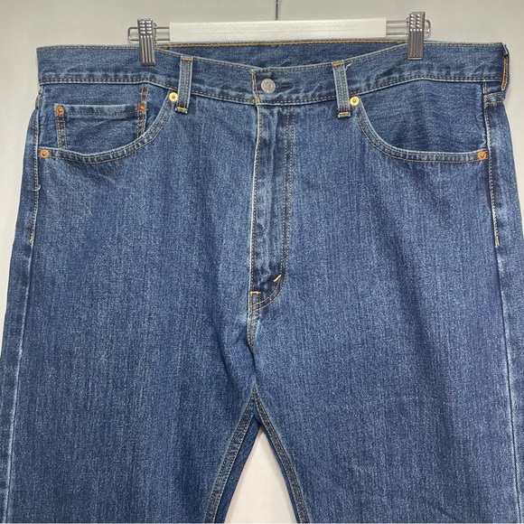 Levi's 505 Regular Straight Men's Size 40x30 Dark Wash Denim Blue Jeans - Picture 3 of 11